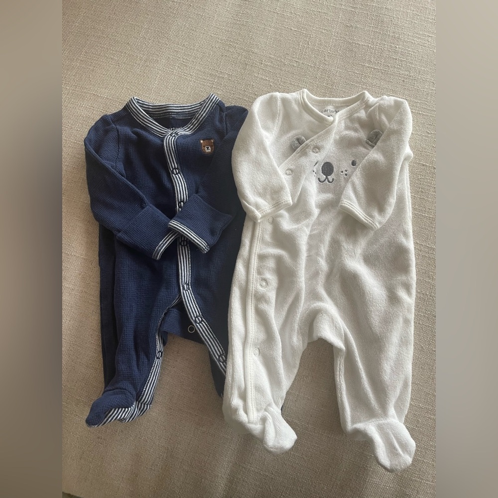 Carter's Navy and White Footies Set